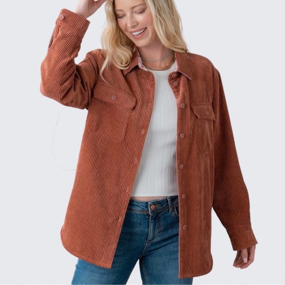 💕LAST1️⃣💕New Reversible Corduroy Plaid Spring Fall Women’s Shacked - Picture 6 of 11